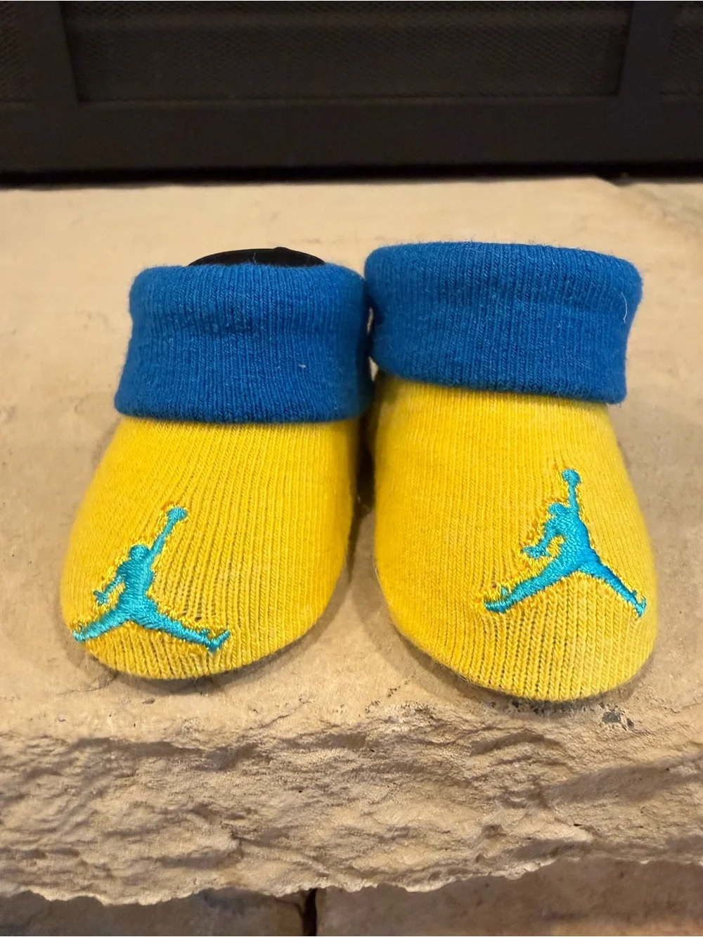 Micheal Jordan infant yellow blue booties new never worn